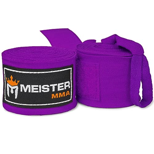 Meister Adulto 180" Vendas de Mano Semi-Elásticas para MMA & Boxeo (Par) - Morado