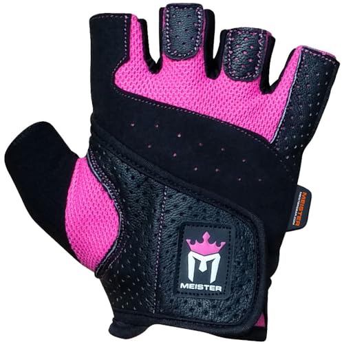 Meister - Guantes de levantamiento de pesas para mujer, con piel lavable Amara, color rosa, talla XS