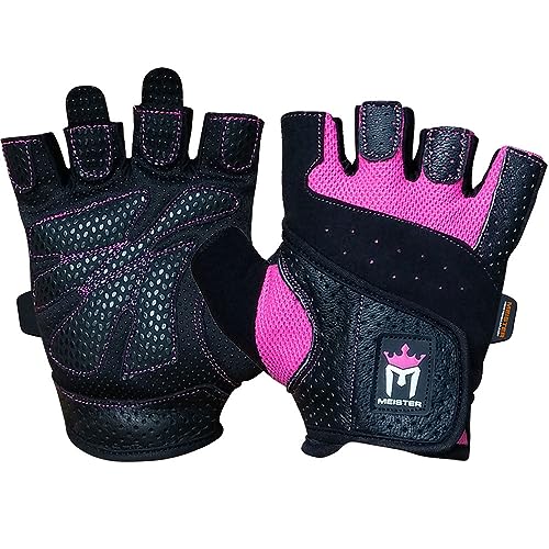 Meister - Guantes de levantamiento de pesas para mujer, con piel lavable Amara, color rosa, talla XS