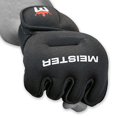 Meister Guantes de neopreno con peso de 2 libras para manos pesadas y cardiovasculares (par) – 2 libras x 2 – negro/rojo