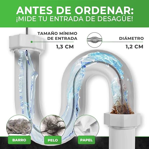 Meisterfaktur Desatascador Tuberias [7,5 m] - Función Automática - Espiral para Desatascar Tuberias Automática - ¡Espiral Limpiador de Desagües y de Tuberías para Aficionados al Bricolaje!