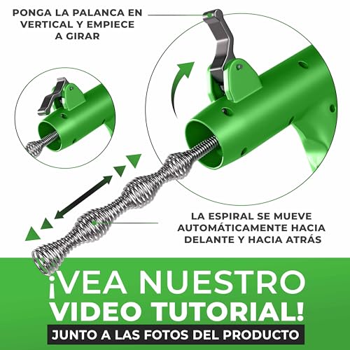 Meisterfaktur Desatascador Tuberias [7,5 m] - Función Automática - Espiral para Desatascar Tuberias Automática - ¡Espiral Limpiador de Desagües y de Tuberías para Aficionados al Bricolaje!