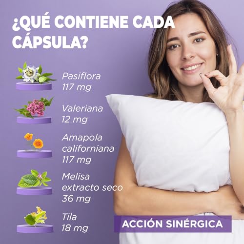 Melatonina Pura | 60UD | 2 Meses | Pastillas para dormir | Rápida conciliación del sueño | Melatonina sueño | Enriquecido con Pasiflora + Tila + Valeriana