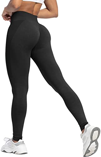 Memoryee Leggings Deportivos Mujer Push Up Mallas Anticeluliticos Pantalones Fitness Suaves Cintura Alta Elásticos Leggins Yoga/Black/M