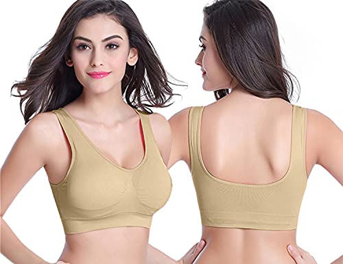 Memoryee Sujetador Deportivo Mujer Tallas Grandes sin Aros con Relleno Push Up sin Costuras Yoga Running Fitness 3 Pack Multi1 6XL