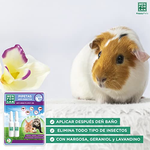 MENFORSAN Pipetas Anti-Insectos para roedores, Conejos y Hurones, con Margosa, geraniol y lavandino - Blister con 2 Unidades