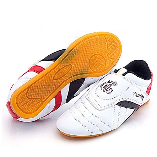 Meng Zapatillas de Taekwondo Cómodos Antideslizantes Zapatillas Deportivos de Taekwondo Kung Fu Tai Chi (Color : White, Size : 42)