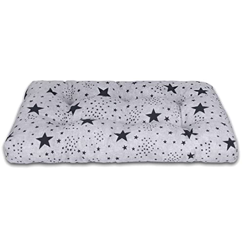 MERCURY TEXTIL- Cama de Mascota, Colchón para Perro, Colchoneta Reversible Estampada Relleno de Espuma para Interior y Exterior. (Small, Estrellas)