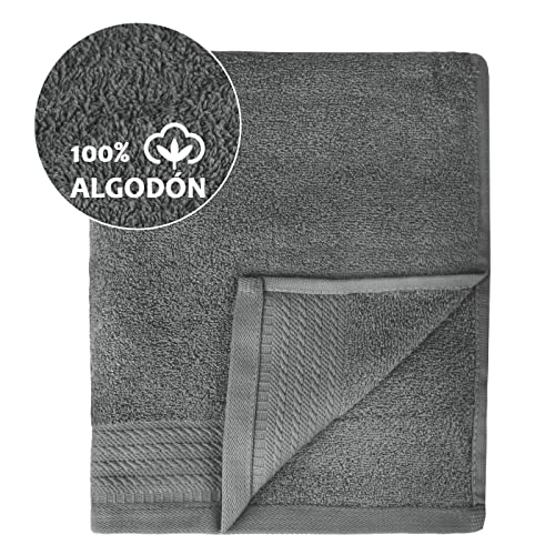 MERCURY TEXTIL- Juego de Toallas 100% Algodón de 500gsm, Ideal para baño y Piscina, Resistentes, Suaves y Absorbentes. (2Mano+2Bide, Gris Oscuro)