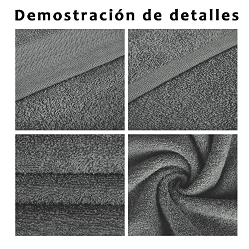 MERCURY TEXTIL- Juego de Toallas 100% Algodón de 500gsm, Ideal para baño y Piscina, Resistentes, Suaves y Absorbentes. (2Mano+2Bide, Gris Oscuro)