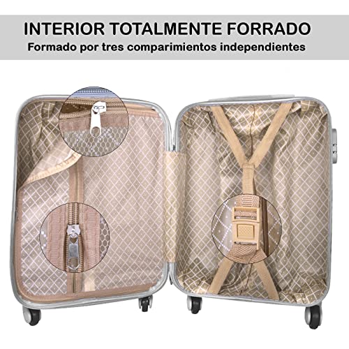 MERCURY TEXTIL - Maleta pequeña para Cabina rígida 4 Ruedas 360º Gira Equipaje de Mano (Champange)