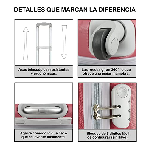 MERCURY TEXTIL - Maleta pequeña para Cabina rígida 4 Ruedas 360º Gira Equipaje de Mano (Rojo)