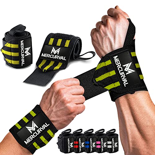 MERCURYAL 2 Muñequeras Gym - Muñequeras Crossfit - Accesorios Fitness - Muñequeras Deportivas Unisex (Amarillo)