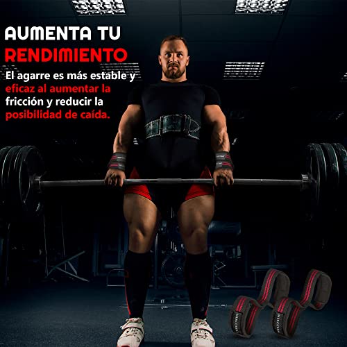 MERCURYAL Straps en 8 Gym para Nivel Avanzado y Profesional - Straps Powerlifting - Correas de Agarre en Forma de 8 de Gimnasio y Peso Muerto - Accesorios Gimnasio (Negro & Rojo)