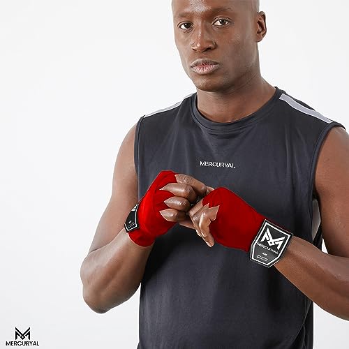 MERCURYAL Vendas Boxeo 4m para Proteger la Mano - Vendas Boxeo Guantes Interiores - Cinta Boxeo - Hand Wraps Muay Thai MMA Kick Boxing Artes Marciales - Vendas para Mujeres y Hombres (4 M, Negro)