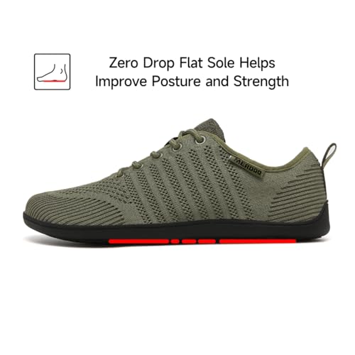 Merdoo Zapatos Descalzos Mujer Zapatillas Minimalistas con Punta Ancha para Hombre Barefoot Shoes Parte Superior Tejida Transpirable Suela de Goma Antideslizante Verde 38