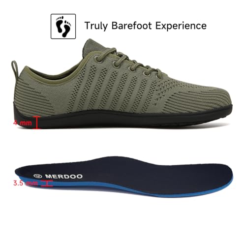 Merdoo Zapatos Descalzos Mujer Zapatillas Minimalistas con Punta Ancha para Hombre Barefoot Shoes Parte Superior Tejida Transpirable Suela de Goma Antideslizante Verde 38