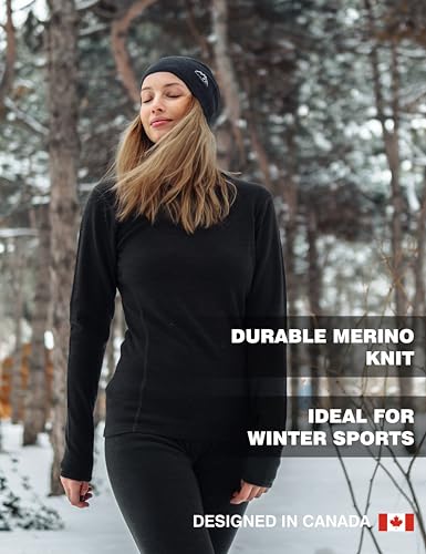 Merino.tech Conjunto de capa base de lana merino para mujer, ligera, de peso medio, ropa interior térmica de lana merino para mujer superior e inferior, Juego gris carbón 320, M