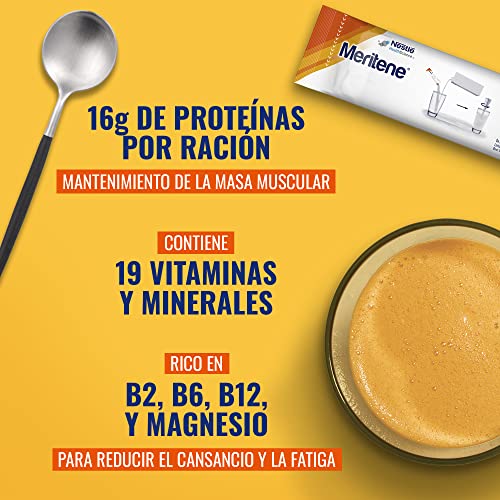 Meritene Fuerza y Vitalidad - Suplemento Alimenticio Formato Polvo – Batido de Proteínas Vitaminas y Minerales – Café Descafeinado – Suplemento Nutricional y Refuerzo del Sistema Inmunitario