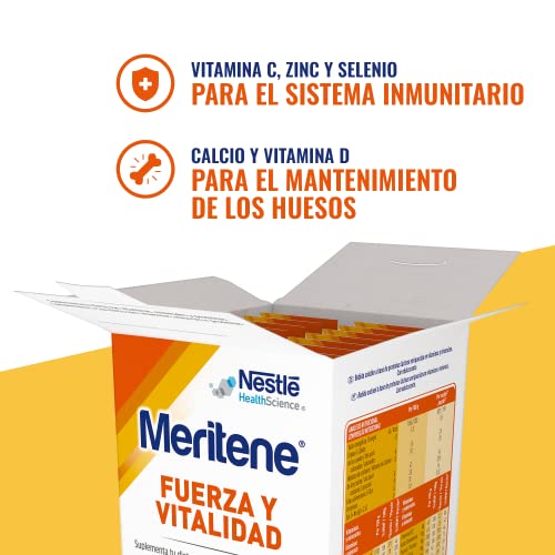 Meritene Fuerza y Vitalidad - Suplemento Alimenticio Formato Polvo – Batido de Proteínas Vitaminas y Minerales – Café Descafeinado – Suplemento Nutricional y Refuerzo del Sistema Inmunitario