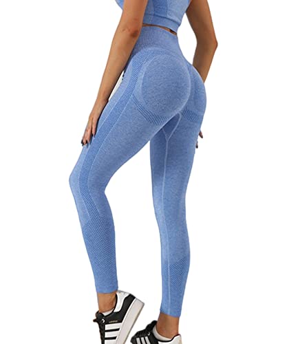 Merlvida Cintura Alta Leggins Deportivos Mujer Push Up Elástico Leggings Mujer Sin Costuras Mallas Deporte Mujer Slim Mayas Deportivas Control de Barriga Ropa Deportiva Pantalones Mujer Yoga Fitness