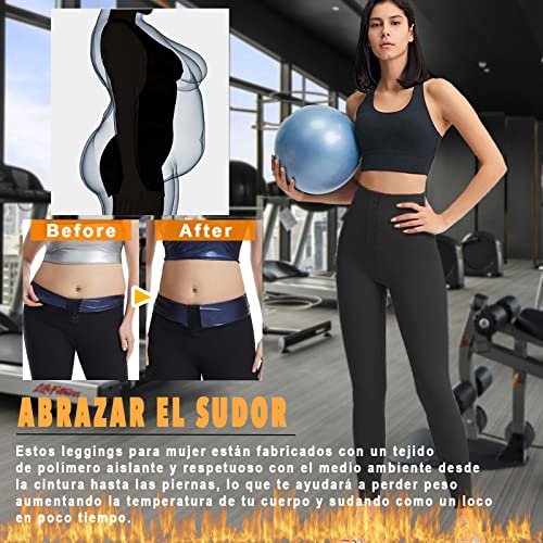 Merlvida Pantalones Sauna Adelgazantes Mujer Nanotecnología Leggins Reductores Mujer Push Up Pantalón de Sudoración Adelgazar Mallas Deporte Cintura Alta Mayas Deportivas Mujer Para Gym Fitness Yoga