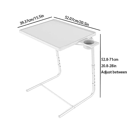 mesa auxiliar Moderna Bandeja de Tv ajustable, mesa plegable para Tv, bandeja de cena en el sofá de la cama, mesa plegable cómoda con 6 ajustes de ángulo de inclinación de 3 alturas Mesas de Centro