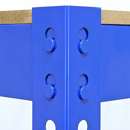 Mesa Trabajo Metálica Q-Rax Sin Tornillos Azul 90x100x60cm Banco Trabajo Taller Garaje Bricolaje Blue Metal Workbench Estante Ajustable Altura con Capacidad 200kg + Pies de Goma Protectores GRATIS