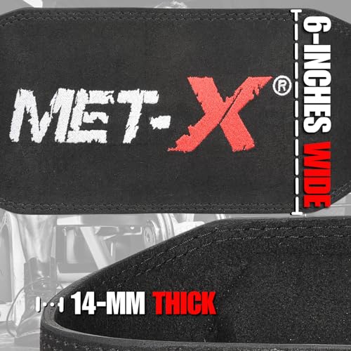 MET-x Premium piel de vacuno 6 "peso levantamiento gimnasio cinturón para entrenamiento lumbar apoyo Fitness ejercicio Bodybuilding