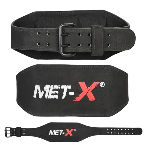 MET-x Premium piel de vacuno 6 "peso levantamiento gimnasio cinturón para entrenamiento lumbar apoyo Fitness ejercicio Bodybuilding