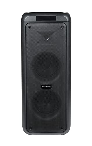 Metronic 477182 - Altavoz portátil Bluetooth Potente 600W Party XL, LED Lights, USB, MicroSD, 2 entradas para Micro, AUX-IN, Mando a Distancia, asa para Transporte, Micro Incluido, Negro