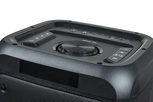 Metronic 477182 - Altavoz portátil Bluetooth Potente 600W Party XL, LED Lights, USB, MicroSD, 2 entradas para Micro, AUX-IN, Mando a Distancia, asa para Transporte, Micro Incluido, Negro