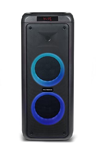 Metronic 477182 - Altavoz portátil Bluetooth Potente 600W Party XL, LED Lights, USB, MicroSD, 2 entradas para Micro, AUX-IN, Mando a Distancia, asa para Transporte, Micro Incluido, Negro