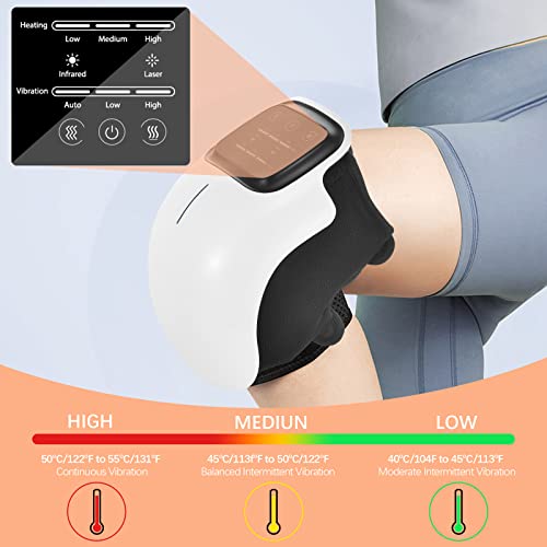 Mevip Masajeador de rodilla inalámbrico, pantalla de botón táctil LED, puerto de carga tipo C, tres modos de calefacción, fatiga y dolor de rodilla