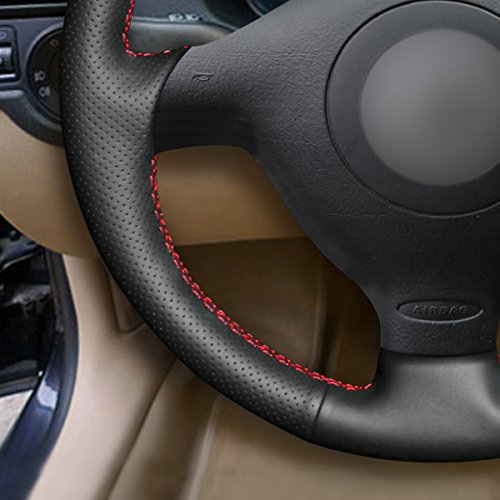 MEWANT Funda de Volante Cubierta de Volante DIY Hecha De Cuero Sintético y Costura De Gamuza para Golf 4 para Passat B5 para Polo MK6 para Seat Leon 1M para Fabia