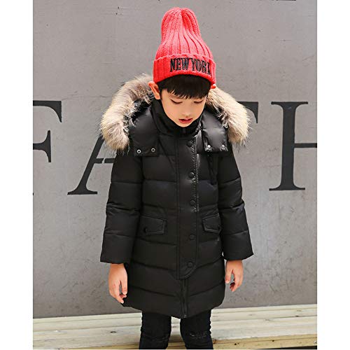 MEYOCEYO Chaquetas Plumas Niño Niña Chaqueta Invierno Caliente Abrigo Chaqueta Unisex Abrigo Invierno con Capucha Negro 160