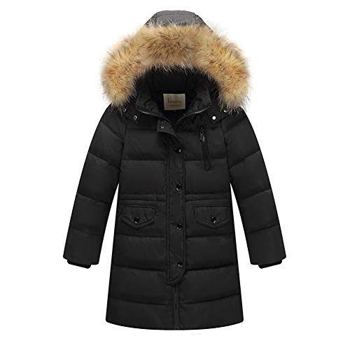 MEYOCEYO Chaquetas Plumas Niño Niña Chaqueta Invierno Caliente Abrigo Chaqueta Unisex Abrigo Invierno con Capucha Negro 160