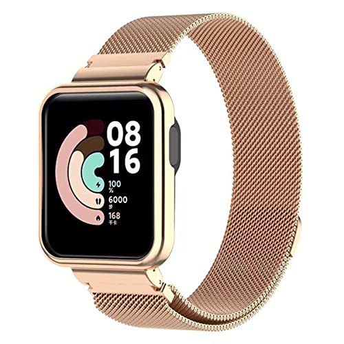 Mi-Case Correa milanesa de Metal magnética Compatible con Xiaomi Mi Watch Lite/Redmi Watch, Correas de Malla de Acero Inoxidable magnéticas de Repuesto para Xiaomi Mi Watch Lite/Redmi Watch-Oro rosa