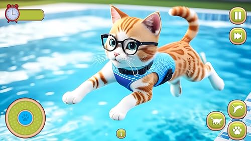 Mi mejor juego de simulador de gatos y mascotas lindo 2024: aventura de peleas de pequeños gatitos y perros: juego de vida en refugios de animales para niños