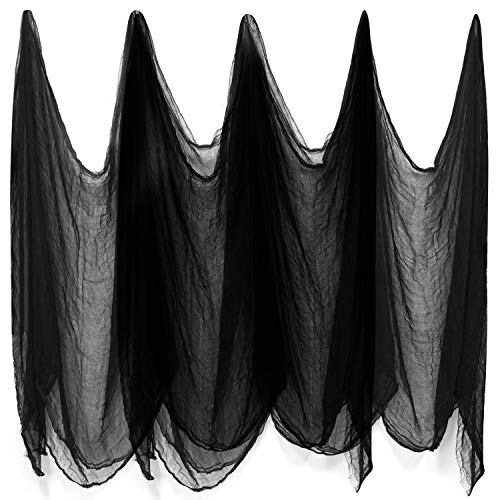 MIAHART - Paño Espeluznante de Halloween, Gasa Espeluznante Negra, Decoraciones de Halloween espeluznantes para Casas embrujadas, decoración de Puertas de Fiestas(2mx4m)