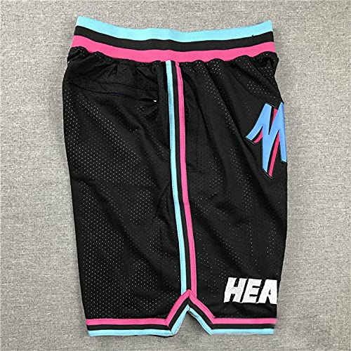 Miami Heat City Edition - Pantalones cortos de baloncesto, para hombre (secado rápido, con bolsillos), negros, S