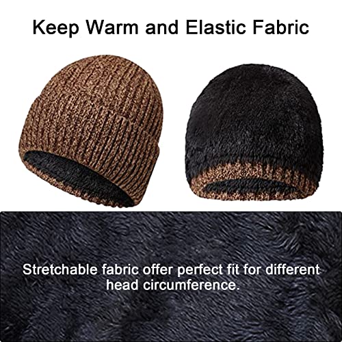 Micacorn Invierno 3 En 1 Gorro Bufanda Guante Set Para Hombres, Forro Grueso Gorro de Punto Guantes con Pantalla Táctil Bufanda Larga para Invierno al Aire Libre