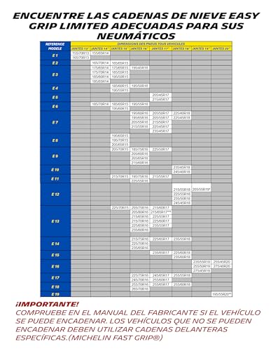 MICHELIN EASY GRIP Limited Cadenas de nieve compuestas resistentes y de rápido montaje, E13