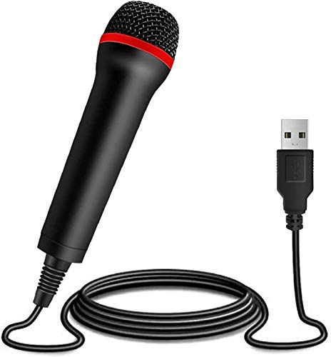 Micrófono con Cable USB de 4 Metros para Guitar Hero, Rock Band, Let's Sing, Singsatr Compatible con PC/PS2/PS3/PS4/PS4 Pro/Wii/Wii U/SWITCH/XBOX360/XBOX ONE/XBOX ONE X/XBOX ONE S/XBOX Series S/X