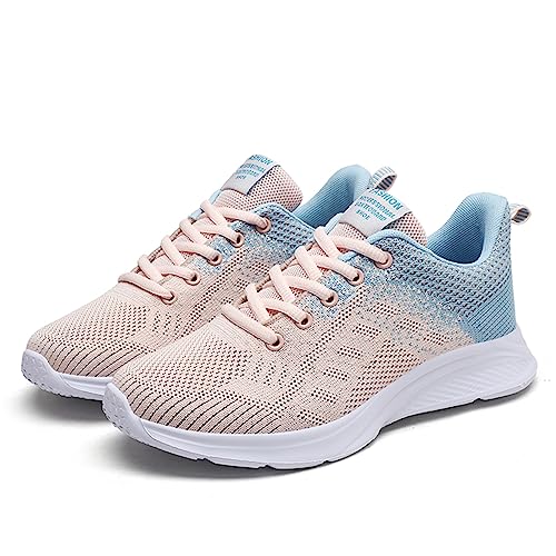 MIDQCGL Zapatillas de Running Hombres Zapatillas de Deporte Mujer Ligera Fitness Deportivas Zapatillas Trekking Transpirables Moda Sneakers 626 Pink Blue38EU