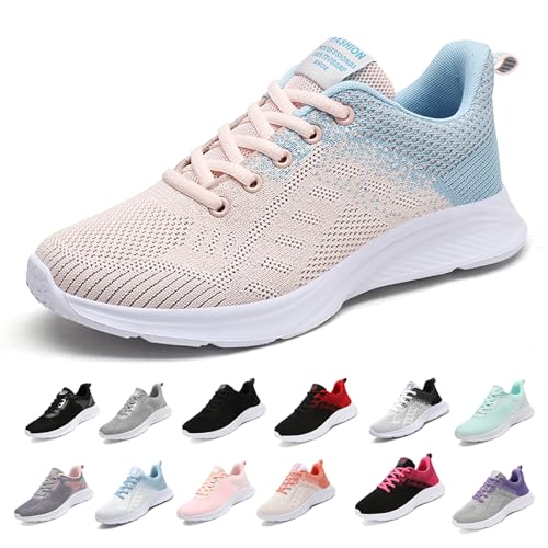 MIDQCGL Zapatillas de Running Hombres Zapatillas de Deporte Mujer Ligera Fitness Deportivas Zapatillas Trekking Transpirables Moda Sneakers 626 Pink Blue38EU