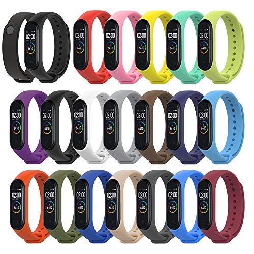 MIJOBS Correas para Xiaomi Mi Band 4 3, resistente al agua, correa de silicona colorida y suave, accesorios para Xiaomi Mi Band 3 Miband 4/3 (para Mi Band 4/3, 15 juegos A)