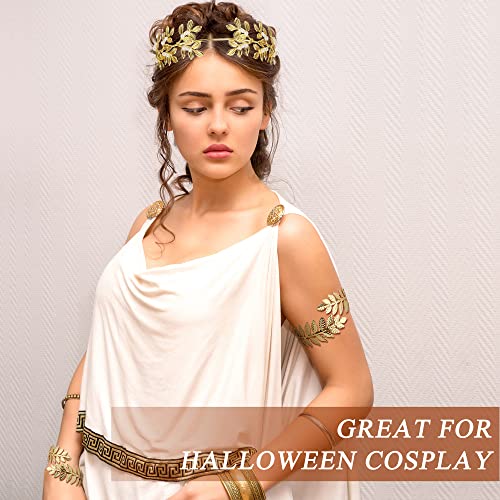 MILACOLATO Griega Diosa Disfraz Accesorios Joyas para Mujer Dorado Laurel Hojas Corona Tiara Brazo Superior Pulsera Bobina Tocado Pendientes Cinturón Bisuteria Joyería para Fiesta Boda Halloween 14A