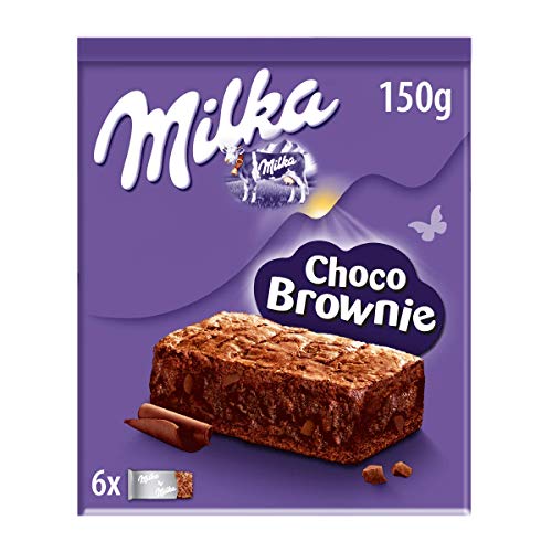 Milka Choco Brownie Bizcocho de Chocolate con Leche de los Alpes y Trozos de Chocolate con Leche 150g