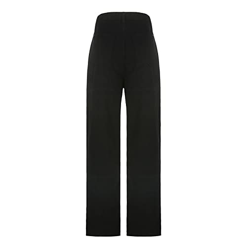 MILONT Pantalones Cargo Sueltos para Mujer, Estilo Retro, con múltiples Bolsillos, de Cintura Baja, Ajustados, Rectos Informales Talle bajo Monos Clásico Salón Perder Tops Blusas Tops J70.0-Negro